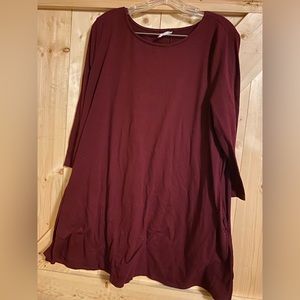 Short maroon dress with pockets 1X